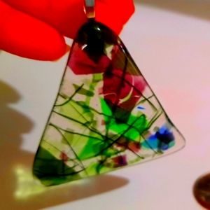 Transparent Multi Color Stained Glass Necklace